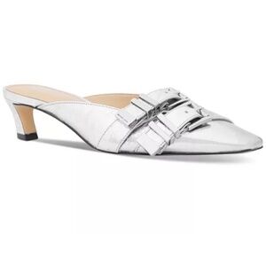 Silver Kitten Heel Michael Kors Mules